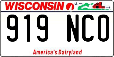WI license plate 919NCO