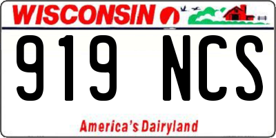 WI license plate 919NCS