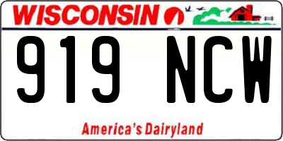 WI license plate 919NCW