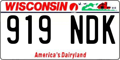 WI license plate 919NDK