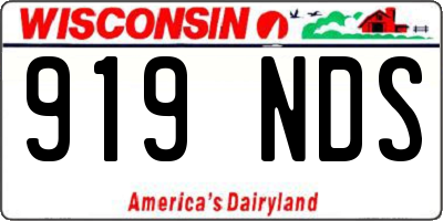 WI license plate 919NDS
