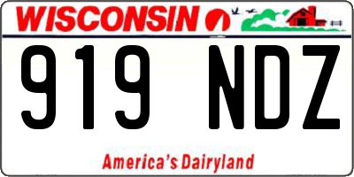 WI license plate 919NDZ