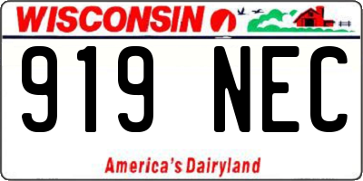 WI license plate 919NEC