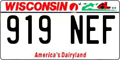 WI license plate 919NEF