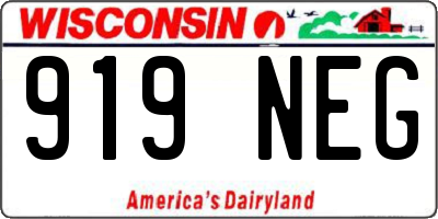 WI license plate 919NEG