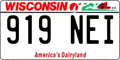 WI license plate 919NEI