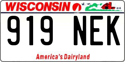 WI license plate 919NEK