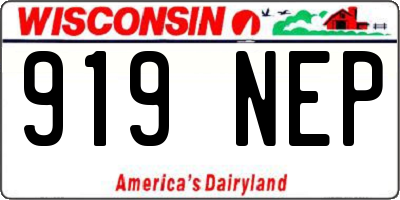 WI license plate 919NEP