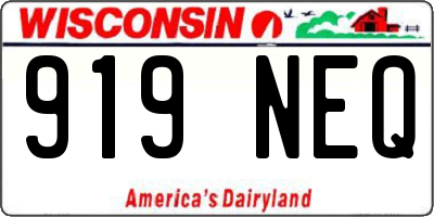 WI license plate 919NEQ
