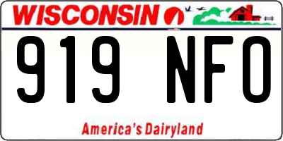 WI license plate 919NFO