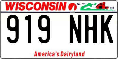 WI license plate 919NHK