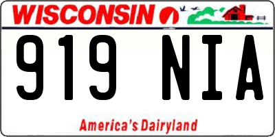 WI license plate 919NIA
