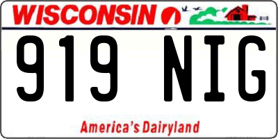 WI license plate 919NIG