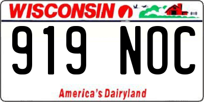 WI license plate 919NOC