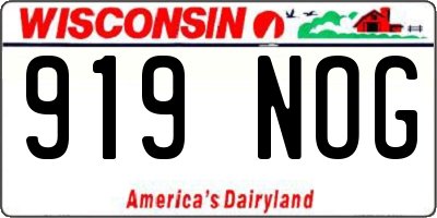 WI license plate 919NOG