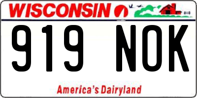 WI license plate 919NOK