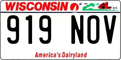 WI license plate 919NOV