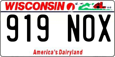 WI license plate 919NOX