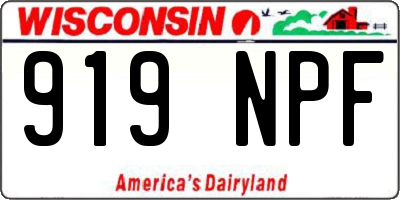 WI license plate 919NPF
