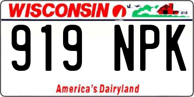 WI license plate 919NPK