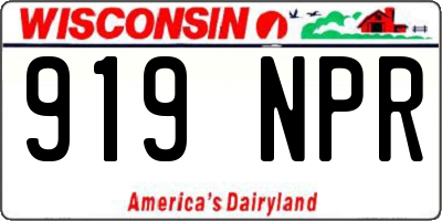WI license plate 919NPR