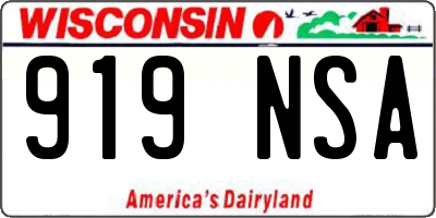 WI license plate 919NSA
