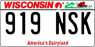 WI license plate 919NSK
