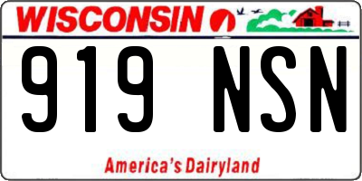 WI license plate 919NSN