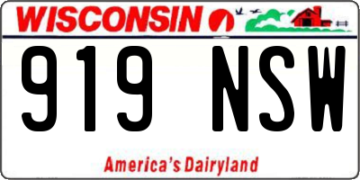 WI license plate 919NSW
