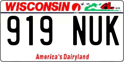 WI license plate 919NUK