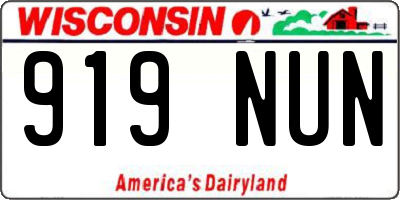 WI license plate 919NUN