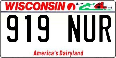 WI license plate 919NUR