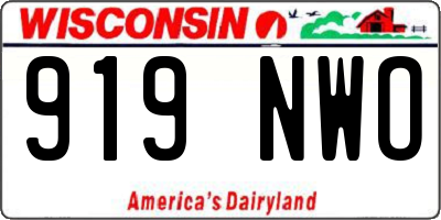 WI license plate 919NWO