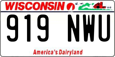 WI license plate 919NWU