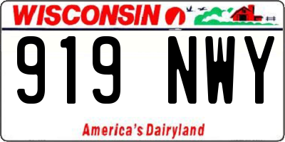 WI license plate 919NWY