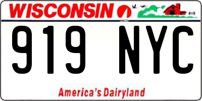 WI license plate 919NYC