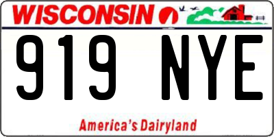 WI license plate 919NYE