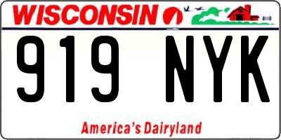 WI license plate 919NYK