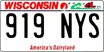 WI license plate 919NYS