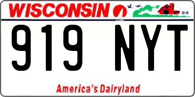 WI license plate 919NYT