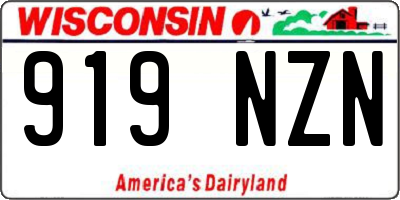 WI license plate 919NZN
