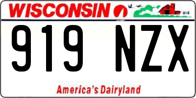 WI license plate 919NZX