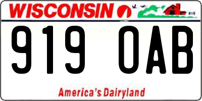 WI license plate 919OAB