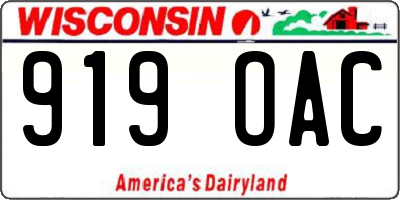 WI license plate 919OAC
