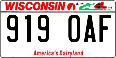 WI license plate 919OAF