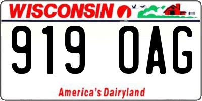 WI license plate 919OAG