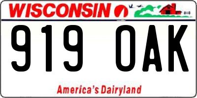 WI license plate 919OAK