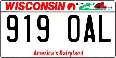 WI license plate 919OAL