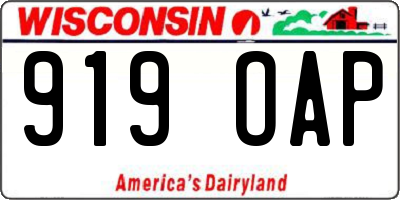 WI license plate 919OAP