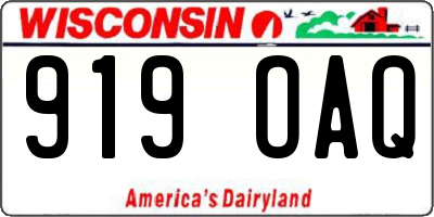 WI license plate 919OAQ